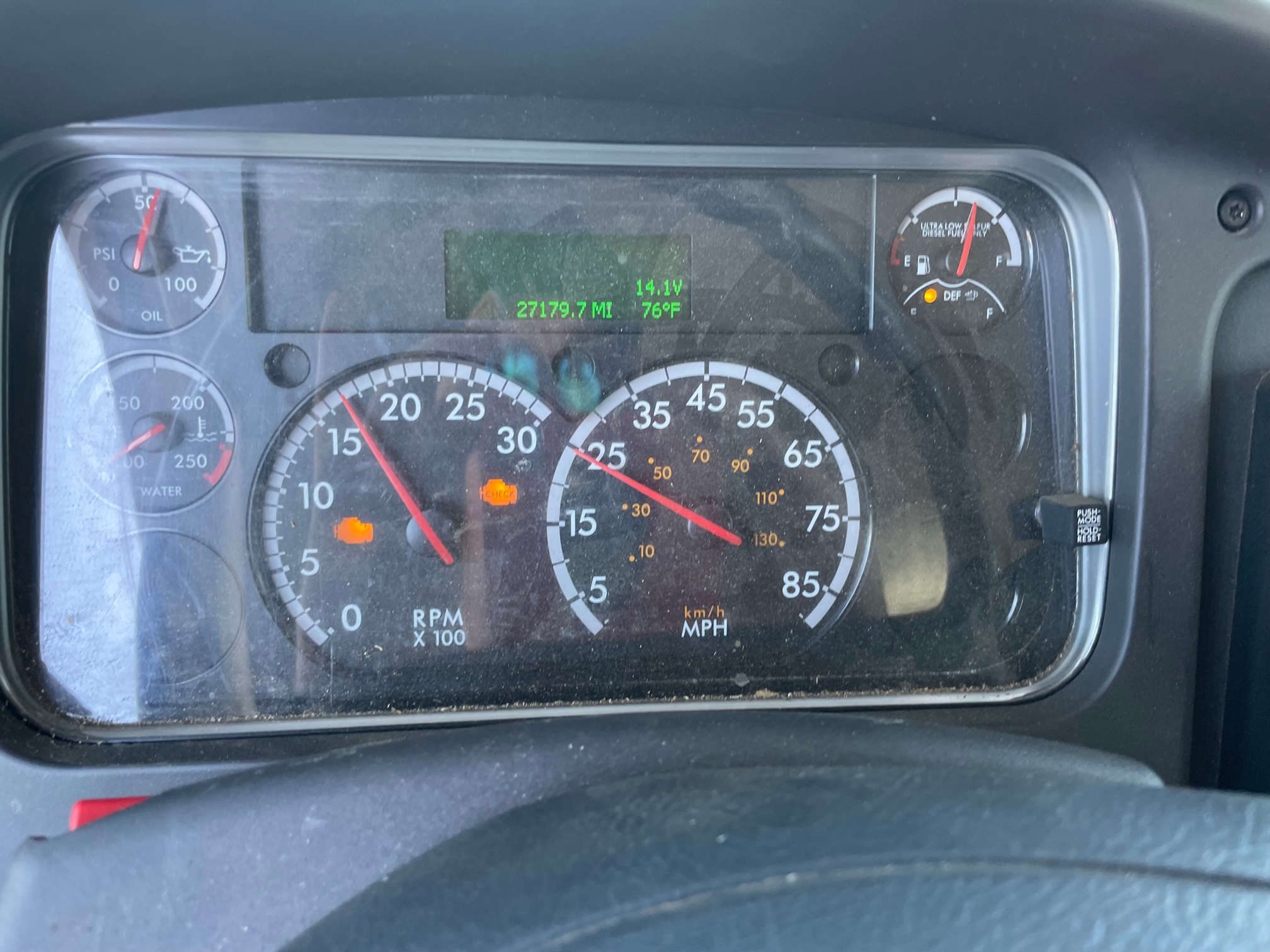 Breakdowns Happen Check engine lights on an instrument panel