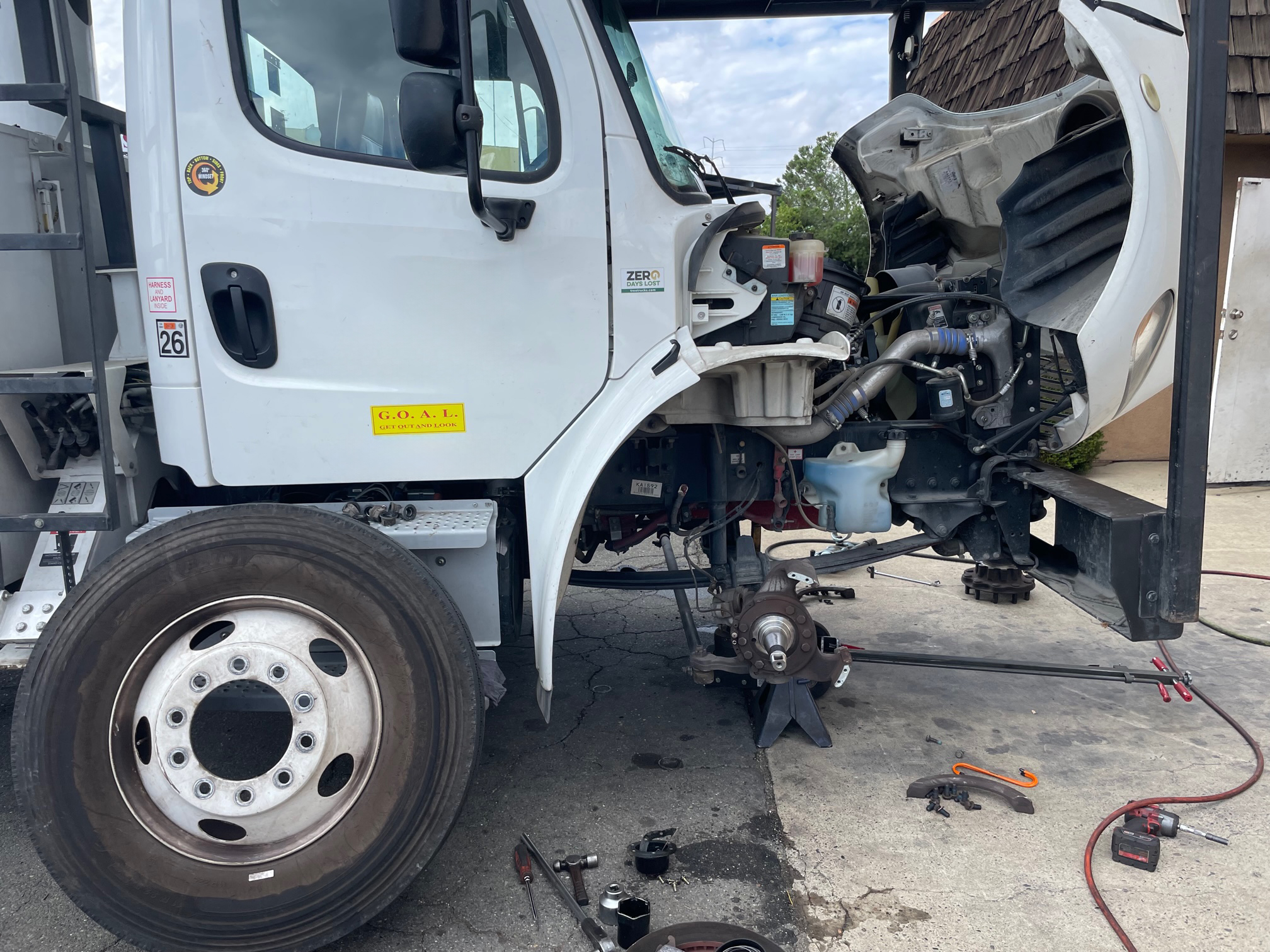 Bucket Truck Repairs Bucket truck under repairs